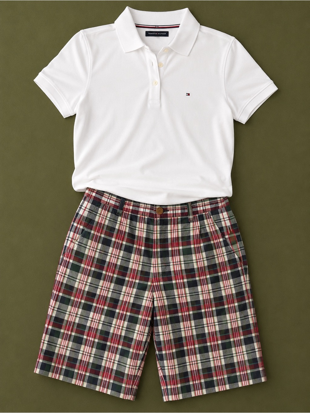 Tommy Hilfiger Madras Plaid Shorts Mens 36 Preppy Summer Cotton
